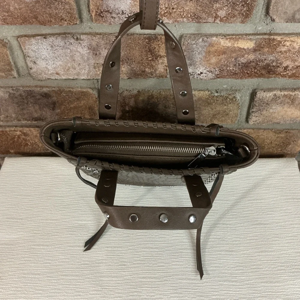 SASHA+SOFI Studded Croc-Embossed Faux Leather Crossbody Bag